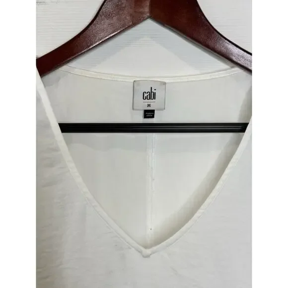 CAbi Seaside White Blouse Top Dolman Tie-Sleeve V-Neck #5895 Size Medium - Picture 4 of 7